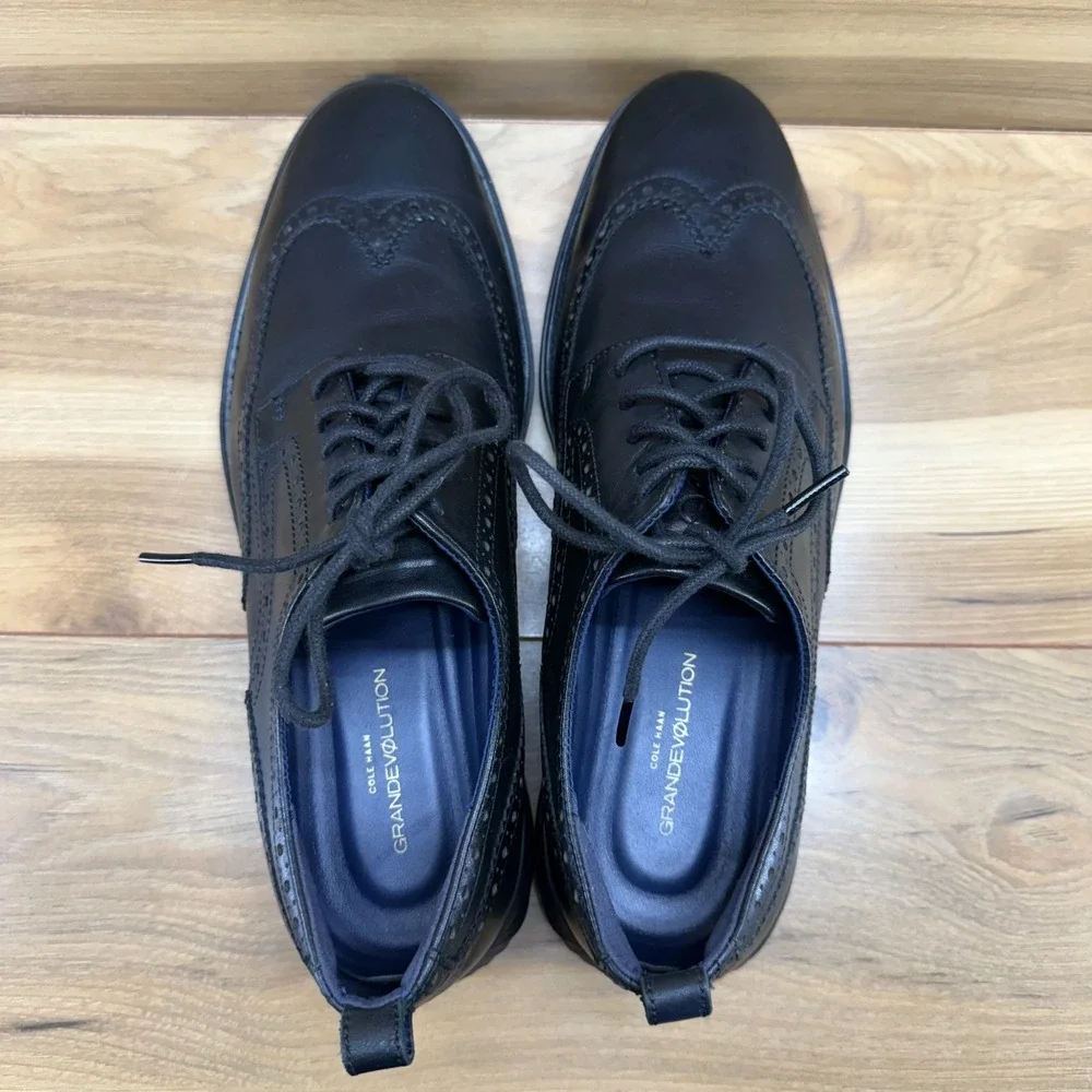 Cole Haan Grand Evolution Wingtip Oxford Men 11.5M Black Leather Business Casual